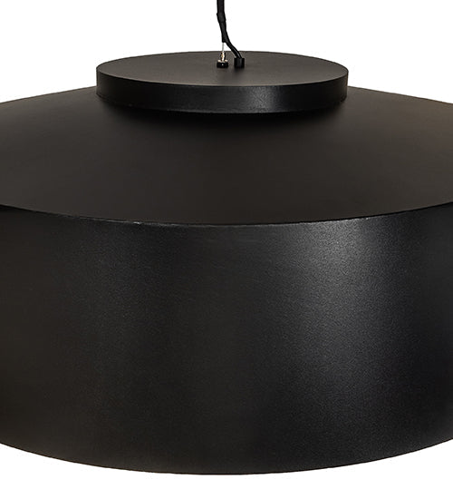 Meyda Lighting Cilindro Jared 33" 4-Light Textured Black & Solar Black Pendant Light With Black & White Shade