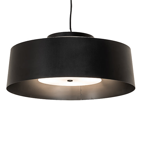 Meyda Lighting Cilindro Jared 33" 4-Light Textured Black & Solar Black Pendant Light With Black & White Shade