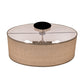 Meyda Lighting Cilindro Southland 24" 2-Light Brushed Nickel Flush Mount Light With Beige & White Linen Shade