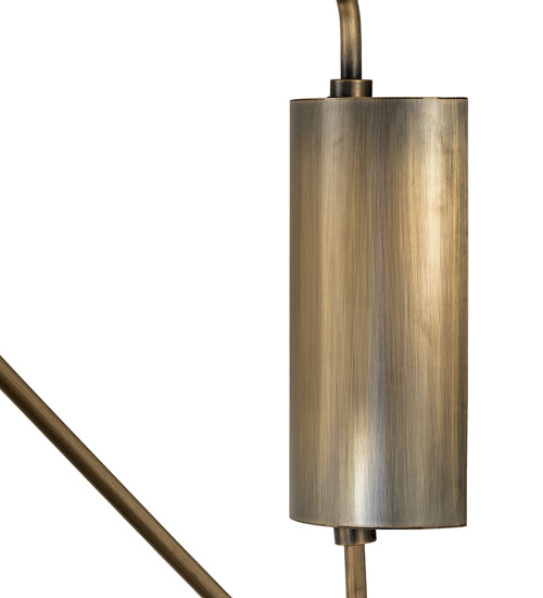 Meyda Lighting Cilindro Textrene 22" Antique Brass Swing Arm Wall Sconce With Off-White Fabric Shade