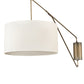 Meyda Lighting Cilindro Textrene 22" Antique Brass Swing Arm Wall Sconce With Off-White Fabric Shade