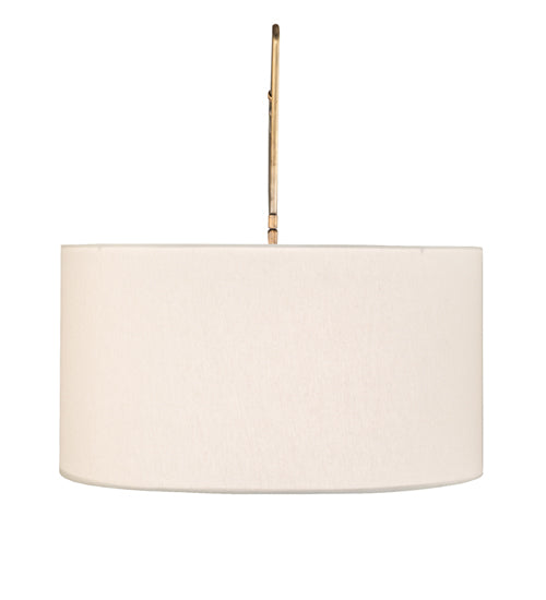 Meyda Lighting Cilindro Textrene 22" Antique Brass Swing Arm Wall Sconce With Off-White Fabric Shade