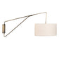 Meyda Lighting Cilindro Textrene 22" Antique Brass Swing Arm Wall Sconce With Off-White Fabric Shade