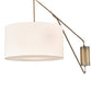 Meyda Lighting Cilindro Textrene 22" Antique Brass Swing Arm Wall Sconce With Off-White Fabric Shade