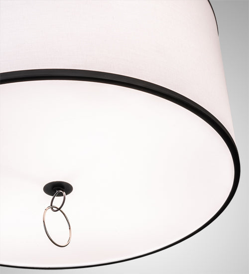 Meyda Lighting Cilindro Textrene 24" 4-Light Gilded Tobacco & Polished Nickel Pendant Light With White Linen & Statuario Idalight Shade