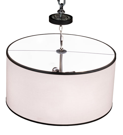 Meyda Lighting Cilindro Textrene 24" 4-Light Gilded Tobacco & Polished Nickel Pendant Light With White Linen & Statuario Idalight Shade