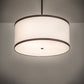 Meyda Lighting Cilindro Textrene 28" 4-Light Mahogany Bronze Pendant Light With White Eggshell Fabric & Statuario Idalight Shade
