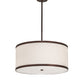 Meyda Lighting Cilindro Textrene 28" 4-Light Mahogany Bronze Pendant Light With White Eggshell Fabric & Statuario Idalight Shade