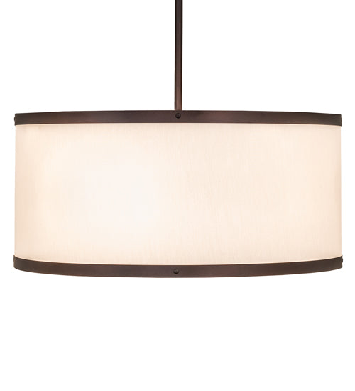 Meyda Lighting Cilindro Textrene 28" 4-Light Mahogany Bronze Pendant Light With White Eggshell Fabric & Statuario Idalight Shade
