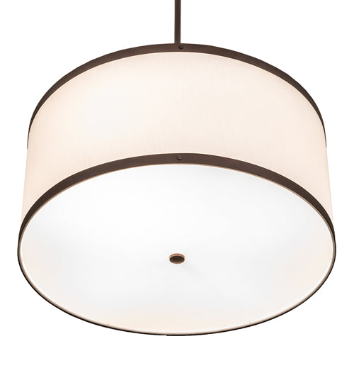 Meyda Lighting Cilindro Textrene 28" 4-Light Mahogany Bronze Pendant Light With White Eggshell Fabric & Statuario Idalight Shade