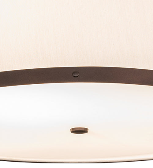 Meyda Lighting Cilindro Textrene 28" 4-Light Mahogany Bronze Pendant Light With White Eggshell Fabric & Statuario Idalight Shade