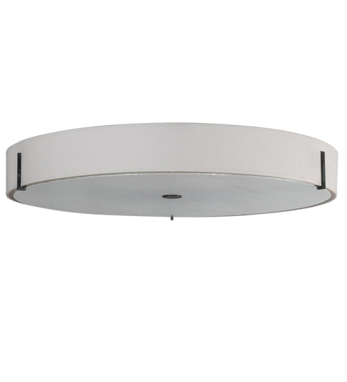 Meyda Lighting Cilindro Textrene 30" 6-Light Smoke Flush Mount Light With Beige Textrene & White Opal Shade Glass