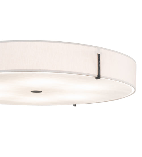 Meyda Lighting Cilindro Textrene 30" 6-Light Smoke Flush Mount Light With Beige Textrene & White Opal Shade Glass