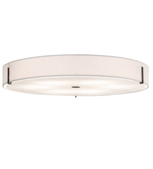 Meyda Lighting Cilindro Textrene 30" 6-Light Smoke Flush Mount Light With Beige Textrene & White Opal Shade Glass
