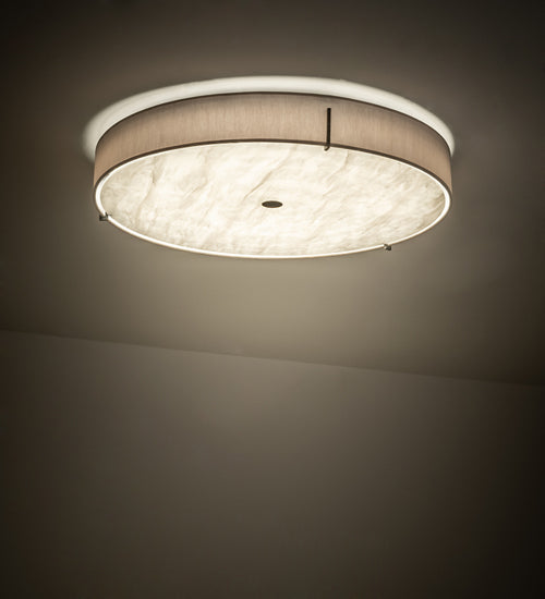 Meyda Lighting Cilindro Textrene 30" LED Smoke Flush Mount Light With Beige Textrene & White Shade