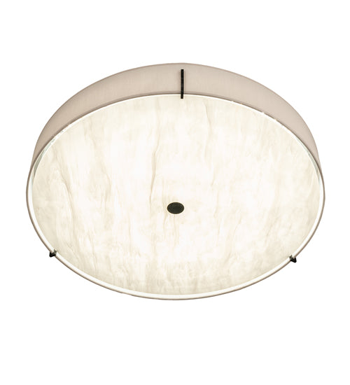 Meyda Lighting Cilindro Textrene 30" LED Smoke Flush Mount Light With Beige Textrene & White Shade