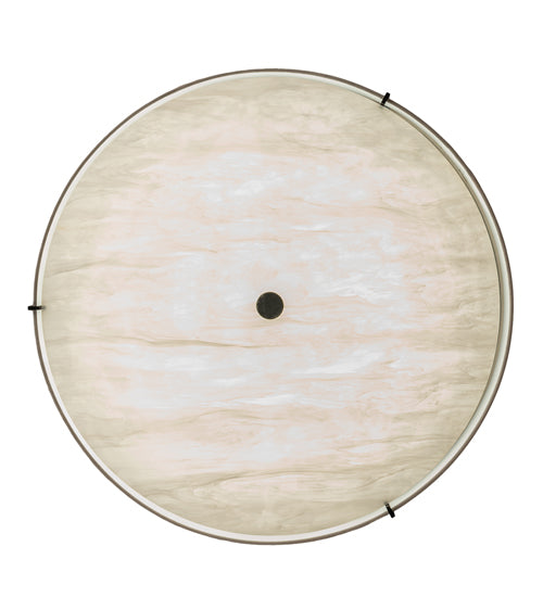 Meyda Lighting Cilindro Textrene 30" LED Smoke Flush Mount Light With Beige Textrene & White Shade