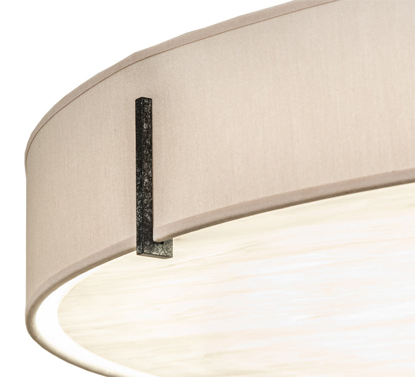 Meyda Lighting Cilindro Textrene 30" LED Smoke Flush Mount Light With Beige Textrene & White Shade