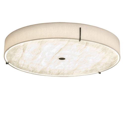 Meyda Lighting Cilindro Textrene 30" LED Smoke Flush Mount Light With Beige Textrene & White Shade