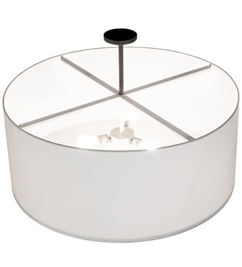 Meyda Lighting Cilindro Textrene 36" 3-Light Oil Rubbed Bronze Semi-flush Mount Light With White Textrene & Statuario Idalight Shade