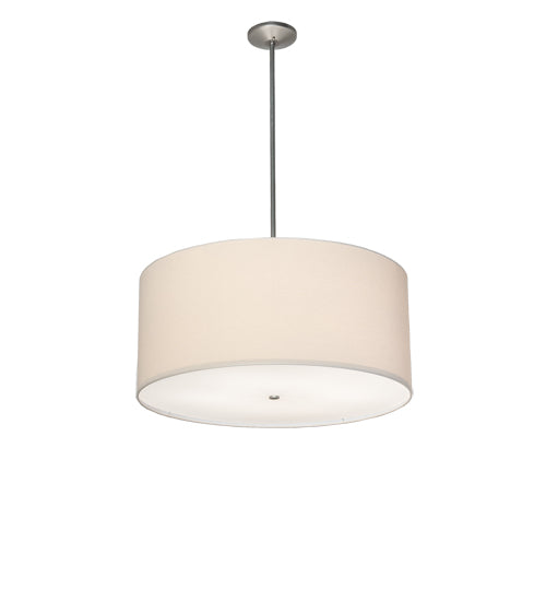 Meyda Lighting Cilindro Textrene 36" 6-Light Nickel Pendant Light With White Textrene Shade