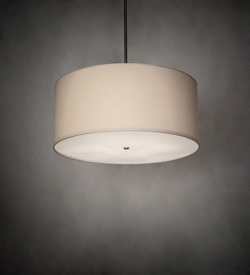 Meyda Lighting Cilindro Textrene 36" 6-Light Nickel Pendant Light With White Textrene Shade