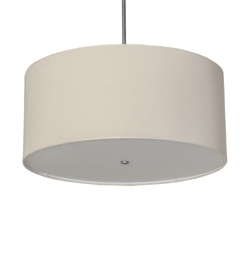 Meyda Lighting Cilindro Textrene 36" 6-Light Nickel Pendant Light With White Textrene Shade
