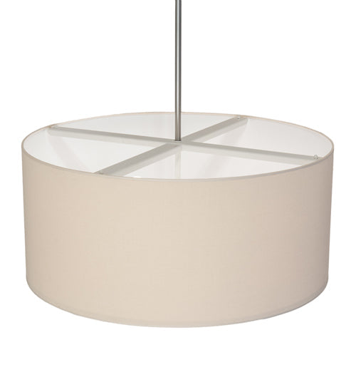 Meyda Lighting Cilindro Textrene 36" 6-Light Nickel Pendant Light With White Textrene Shade