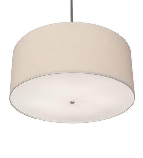 Meyda Lighting Cilindro Textrene 36" 6-Light Nickel Pendant Light With White Textrene Shade