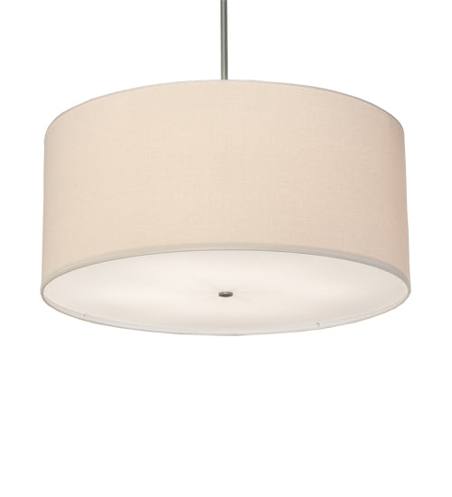 Meyda Lighting Cilindro Textrene 36" 6-Light Nickel Pendant Light With White Textrene Shade