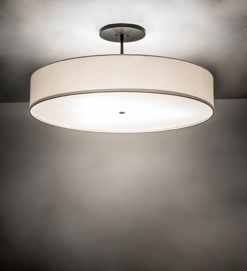 Meyda Lighting Cilindro Textrene 42" 6-Light Flat Black Semi-flush Mount Light With Beige Shade