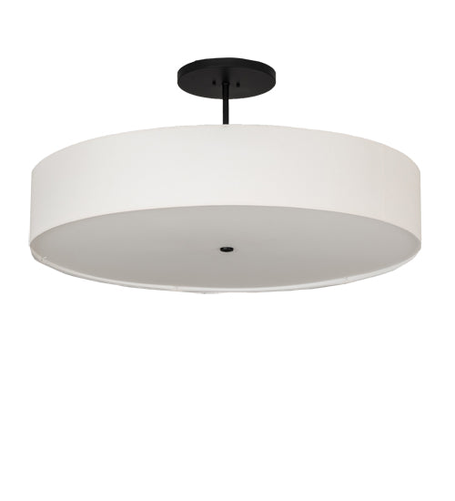 Meyda Lighting Cilindro Textrene 42" 6-Light Flat Black Semi-flush Mount Light With Beige Shade