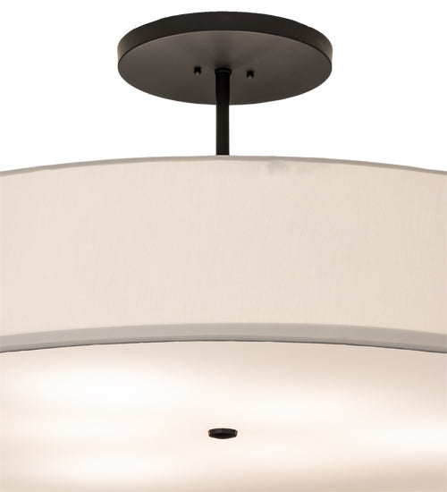 Meyda Lighting Cilindro Textrene 42" 6-Light Flat Black Semi-flush Mount Light With Beige Shade