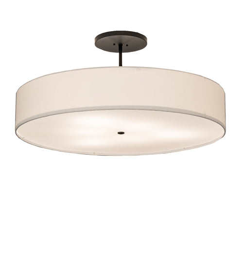Meyda Lighting Cilindro Textrene 42" 6-Light Flat Black Semi-flush Mount Light With Beige Shade