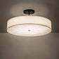 Meyda Lighting Cilindro Textrene 42" LED Flat Black Semi-flush Mount Light With Eggshell Fabric & Angelwing Idalight Shade