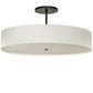 Meyda Lighting Cilindro Textrene 42" LED Flat Black Semi-flush Mount Light With Eggshell Fabric & Angelwing Idalight Shade