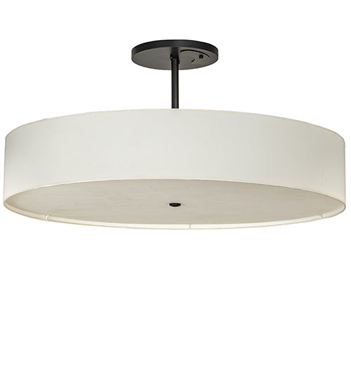 Meyda Lighting Cilindro Textrene 42" LED Flat Black Semi-flush Mount Light With Eggshell Fabric & Angelwing Idalight Shade