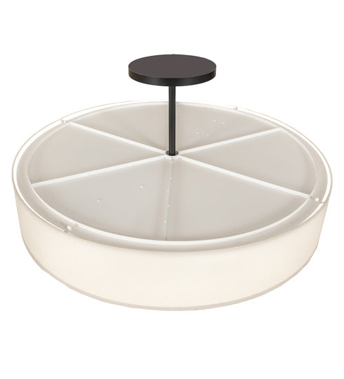 Meyda Lighting Cilindro Textrene 42" LED Flat Black Semi-flush Mount Light With Eggshell Fabric & Angelwing Idalight Shade