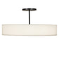 Meyda Lighting Cilindro Textrene 42" LED Flat Black Semi-flush Mount Light With Eggshell Fabric & Angelwing Idalight Shade