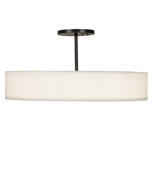Meyda Lighting Cilindro Textrene 42" LED Flat Black Semi-flush Mount Light With Eggshell Fabric & Angelwing Idalight Shade