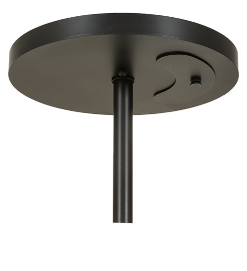 Meyda Lighting Cilindro Textrene 42" LED Flat Black Semi-flush Mount Light With Eggshell Fabric & Angelwing Idalight Shade