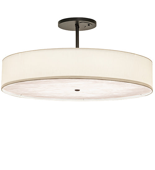 Meyda Lighting Cilindro Textrene 42" LED Flat Black Semi-flush Mount Light With Eggshell Fabric & Angelwing Idalight Shade