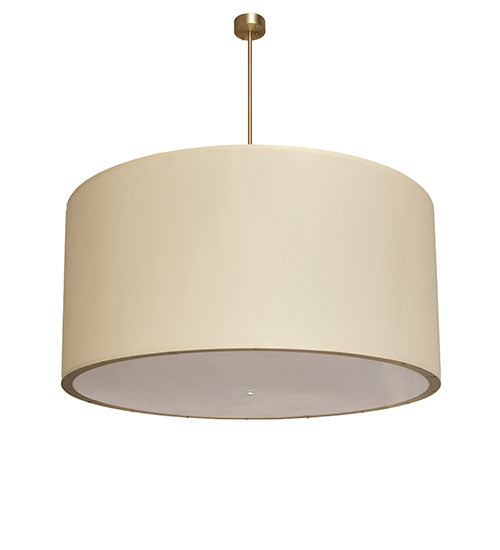 Meyda Lighting Cilindro Textrene 68" 12-Light Brushed Brass Pendant Light With Laura Beige & Statuario Idalight Shade