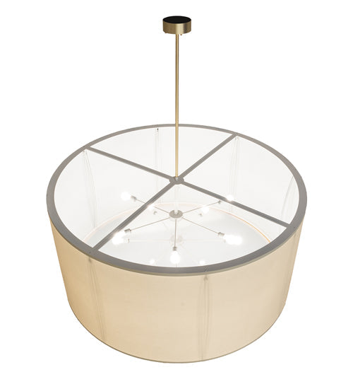 Meyda Lighting Cilindro Textrene 68" 12-Light Brushed Brass Pendant Light With Laura Beige & Statuario Idalight Shade
