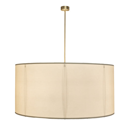 Meyda Lighting Cilindro Textrene 68" 12-Light Brushed Brass Pendant Light With Laura Beige & Statuario Idalight Shade