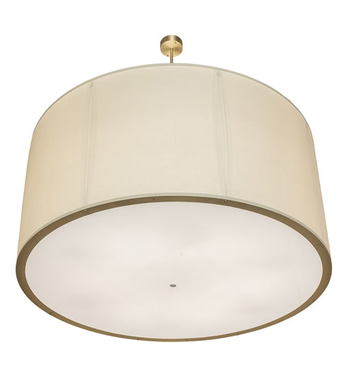 Meyda Lighting Cilindro Textrene 68" 12-Light Brushed Brass Pendant Light With Laura Beige & Statuario Idalight Shade