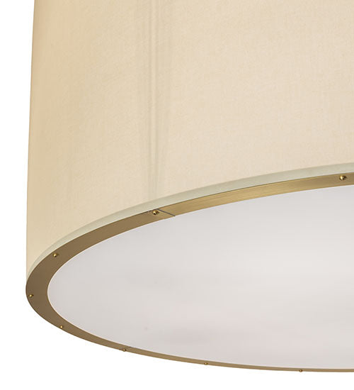 Meyda Lighting Cilindro Textrene 68" 12-Light Brushed Brass Pendant Light With Laura Beige & Statuario Idalight Shade