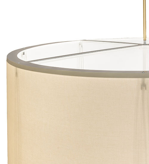 Meyda Lighting Cilindro Textrene 68" 12-Light Brushed Brass Pendant Light With Laura Beige & Statuario Idalight Shade
