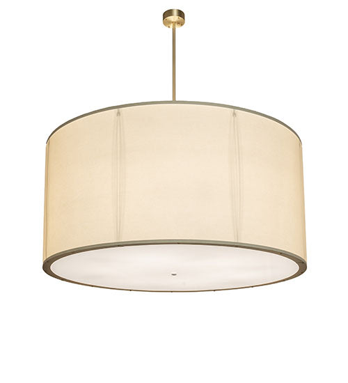 Meyda Lighting Cilindro Textrene 68" 12-Light Brushed Brass Pendant Light With Laura Beige & Statuario Idalight Shade