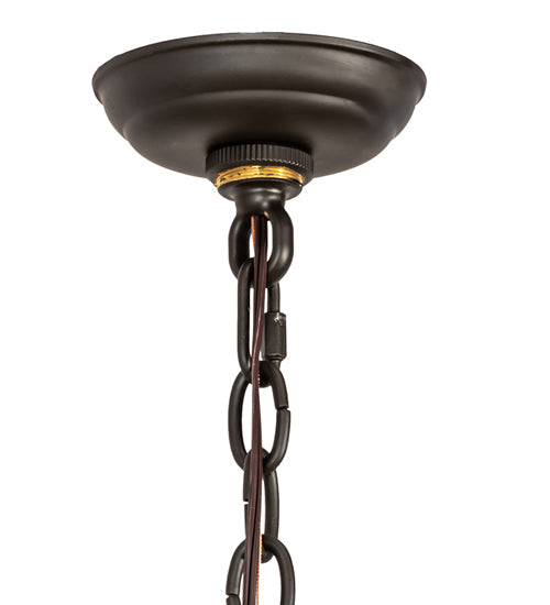 Meyda Lighting Cilindro Ventura 40" 8-Light Oil Rubbed Bronze Pendant Light With Laura Beige Textrene Shade